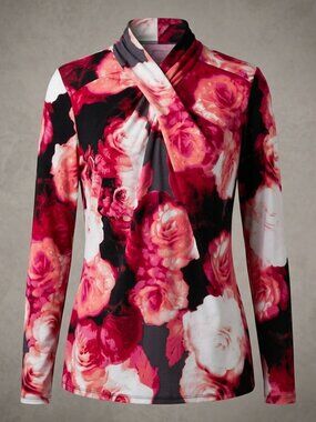 🖤 Worthington Floral Draped V-Neck Long Sleeve Top 🖤
